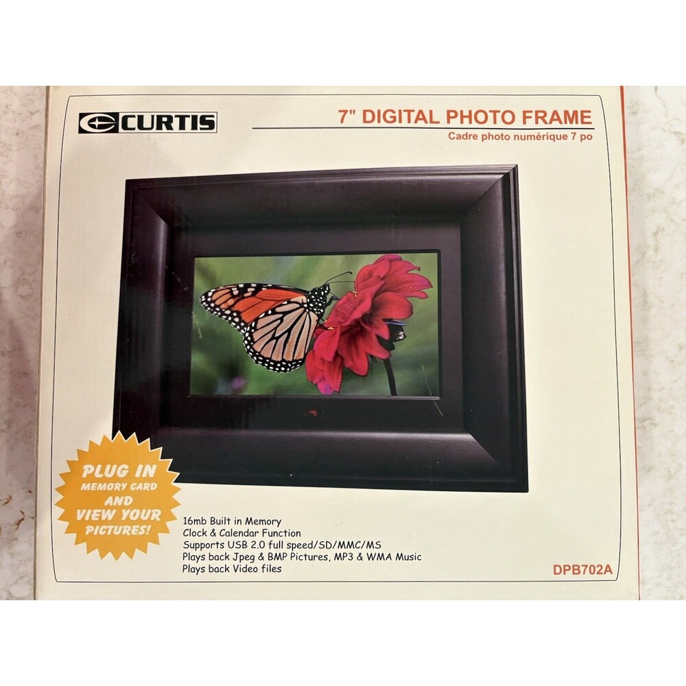CURTIS 7" Digital Photo Frame 16mb Built In Memory Clock & Calendar Function